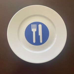 Crate&Barrel White and Blue Dinner Plates (3)